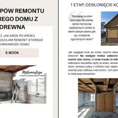 Remont starego drewnianego domu: odsłonięcie konstrukcji. Wnętrze domu z widocznymi belkami stropowymi i ścianami.