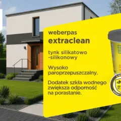 Nowoczesny dom z pięknym ogrodem. Jaki tynk na elewację? Weberpas extraclean, silikatowo-silikonowy, paroprzepuszczalny, odporny na porastanie.