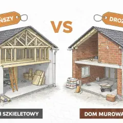 Porównanie domów: szkieletowy (tańszy) i murowany (droższy). Zastanawiasz się, ile waży dom? Oto wizualizacja różnic w konstrukcji.