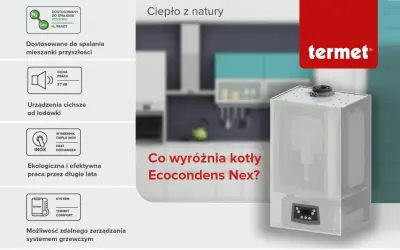 Nowoczesny piec na wodór, cichy, ekologiczny, z wymiennikiem INOX i zdalnym sterowaniem.