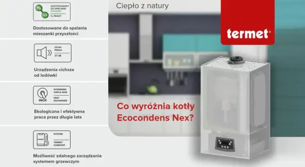 Nowoczesny piec na wodór, cichy, ekologiczny, z wymiennikiem INOX i zdalnym sterowaniem.