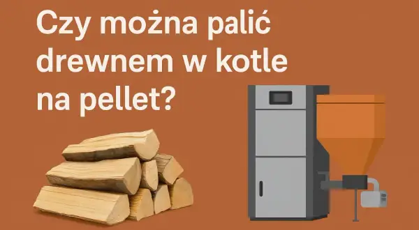 Stos drewna obok kotła na pellet. Czy w piecu na pellet można palić drewnem?