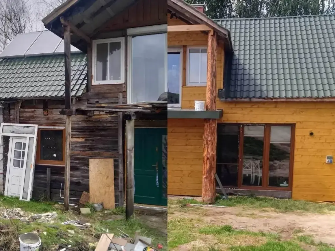 Przed i po: metamorfoza starego domu dzięki wymianie okien i odnowieniu elewacji.