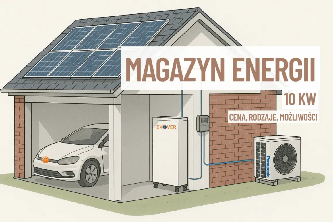 Producent magazynów energii EKOVER prezentuje dom z panelami słonecznymi, samochodem elektrycznym i jednostką zewnętrzną Panasonic.