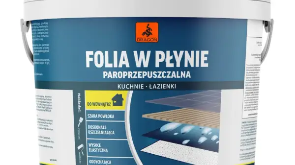 Folia w płynie Dragon do kuchni i łazienek. Szara, paroprzepuszczalna, elastyczna powłoka chroniąca przed wilgocią.